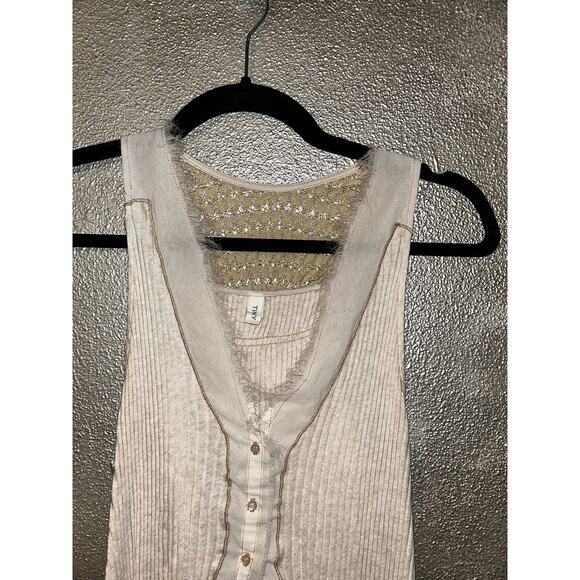 Anthropologie Tiny Boho Hippie Soft Girl Romantic Ivory Sweet Mix Vest Top - Picture 2 of 12